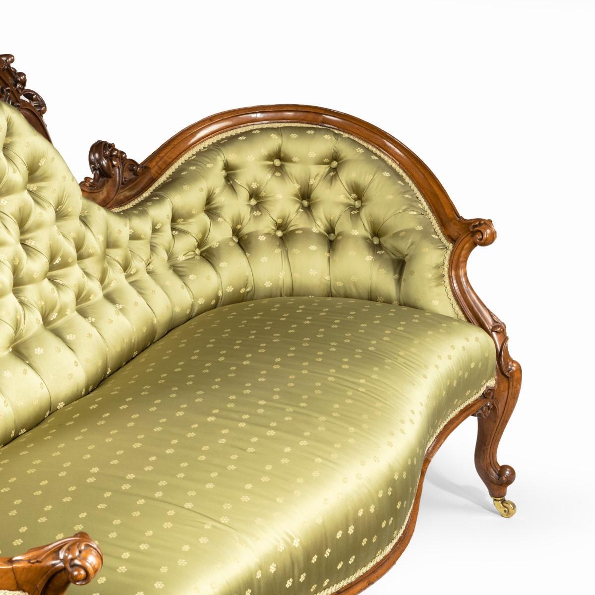 Elaborate Victorian Shaped Walnut Sofa For Sale 2