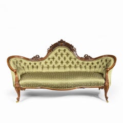 Elaborate Victorian Shaped Walnut Sofa