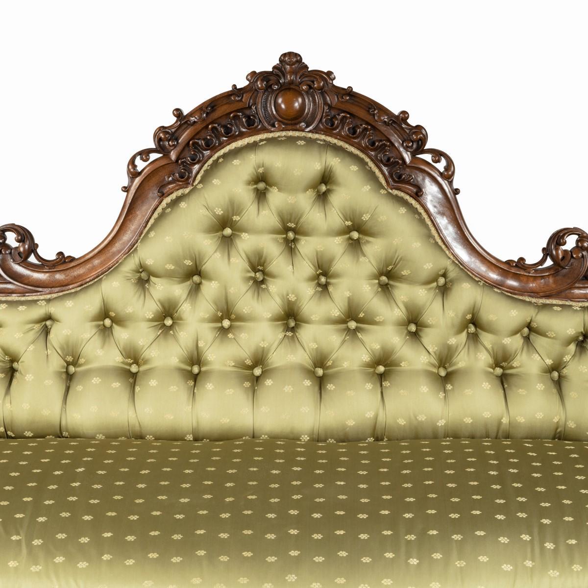 British Elaborate Victorian Shaped Walnut Sofa For Sale