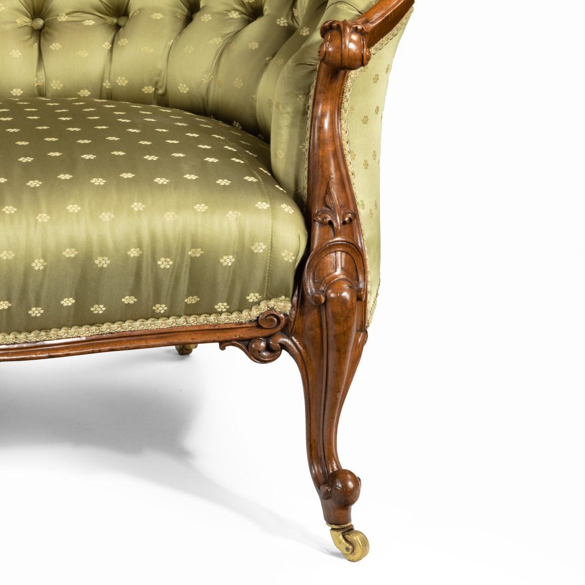Elaborate Victorian Shaped Walnut Sofa For Sale 1