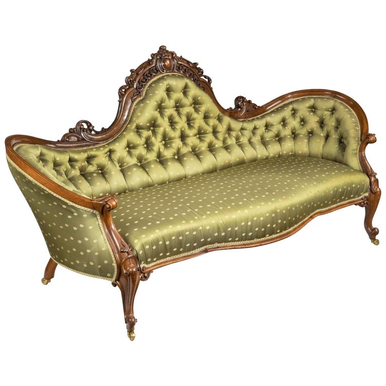 Elaborate Victorian Shaped Walnut Sofa For At 1stdibs Cabriole Couch