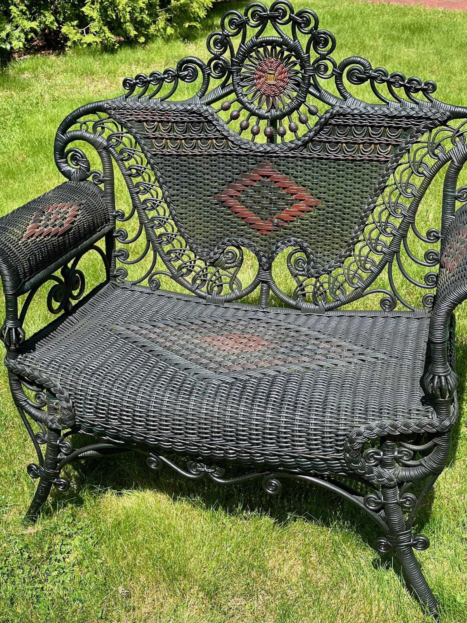 American An Elaborate Wicker Reception Chair For Sale