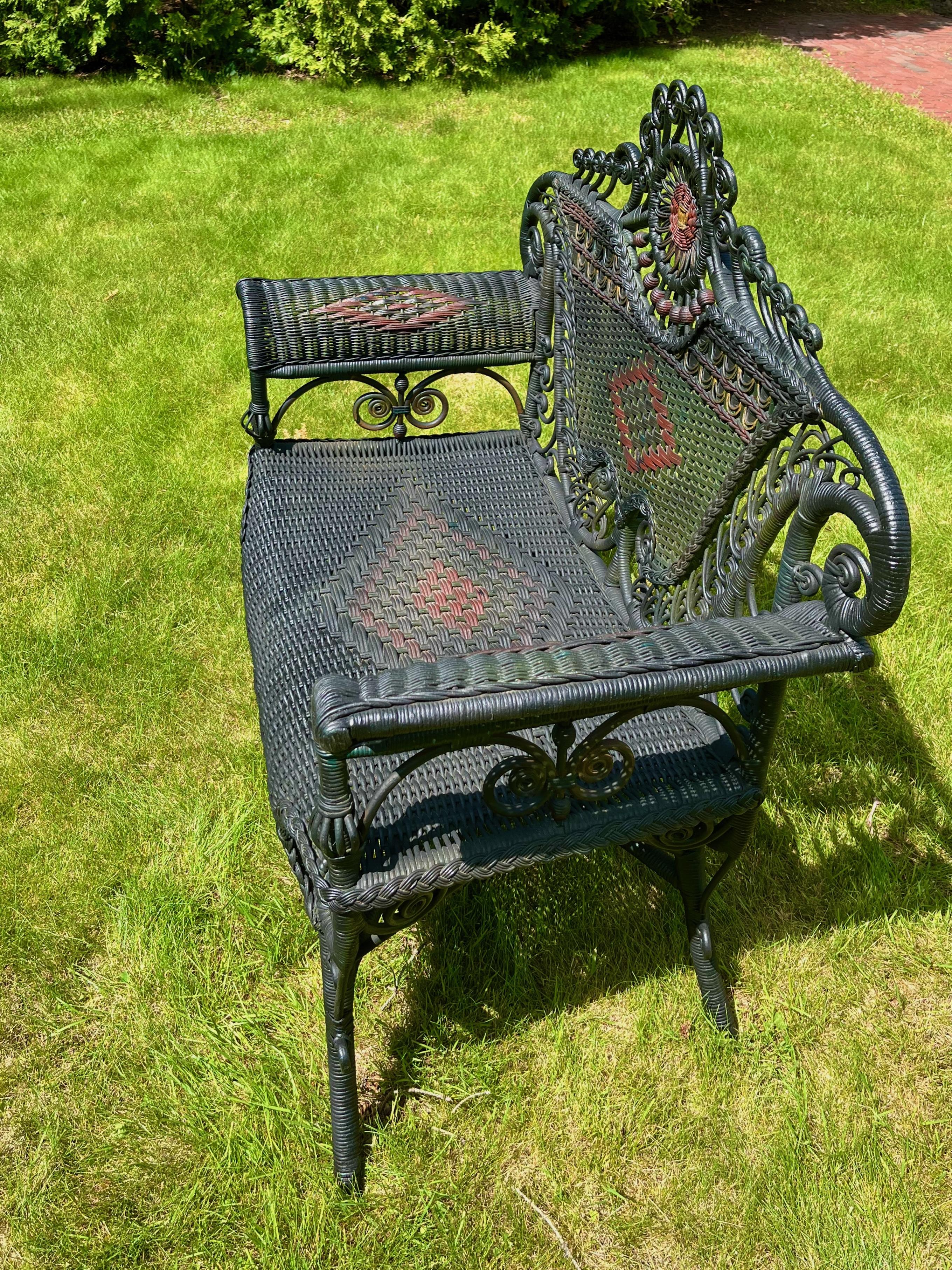 Late 19th Century An Elaborate Wicker Reception Chair For Sale