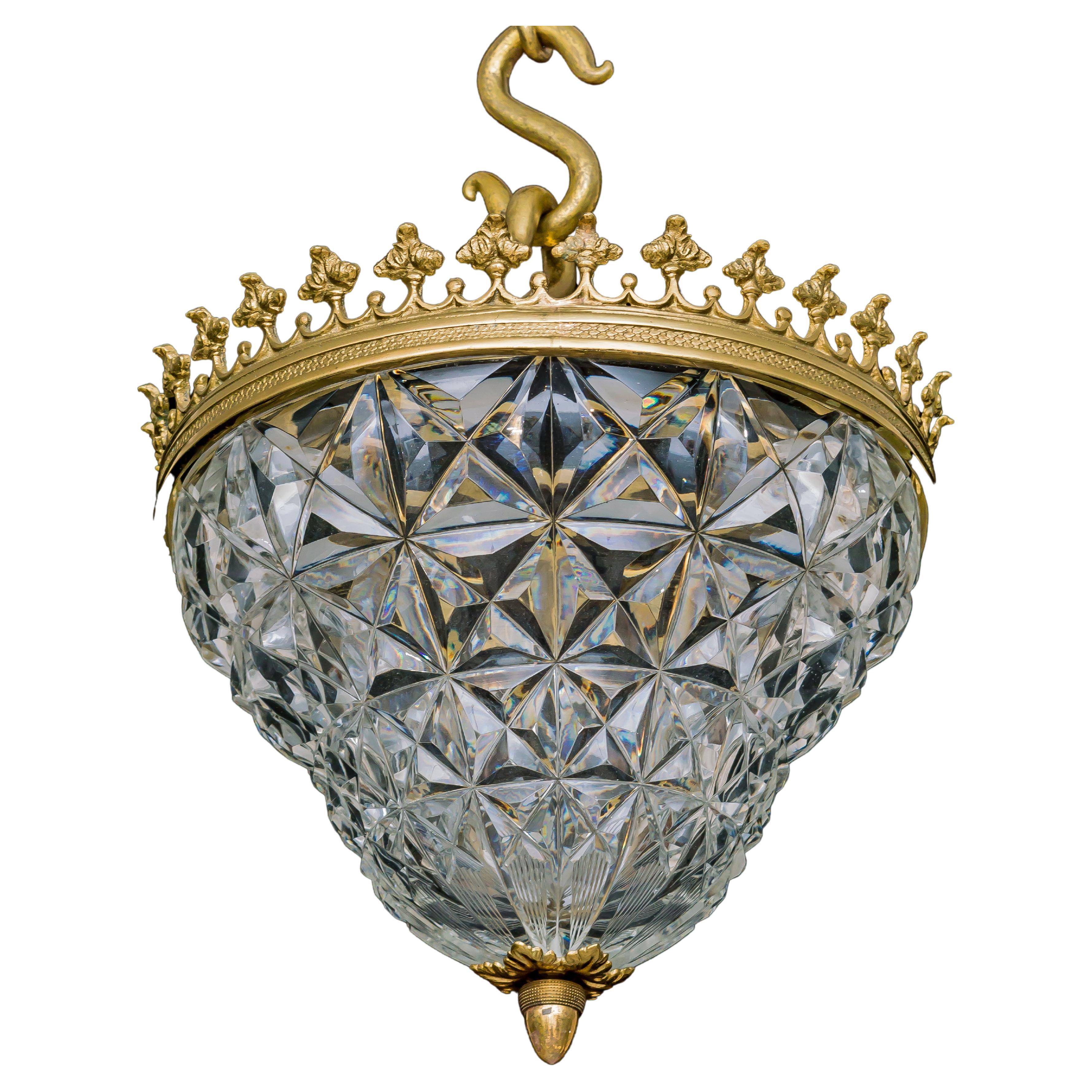 Elaborately Cut Victorian Bowl Light For Sale