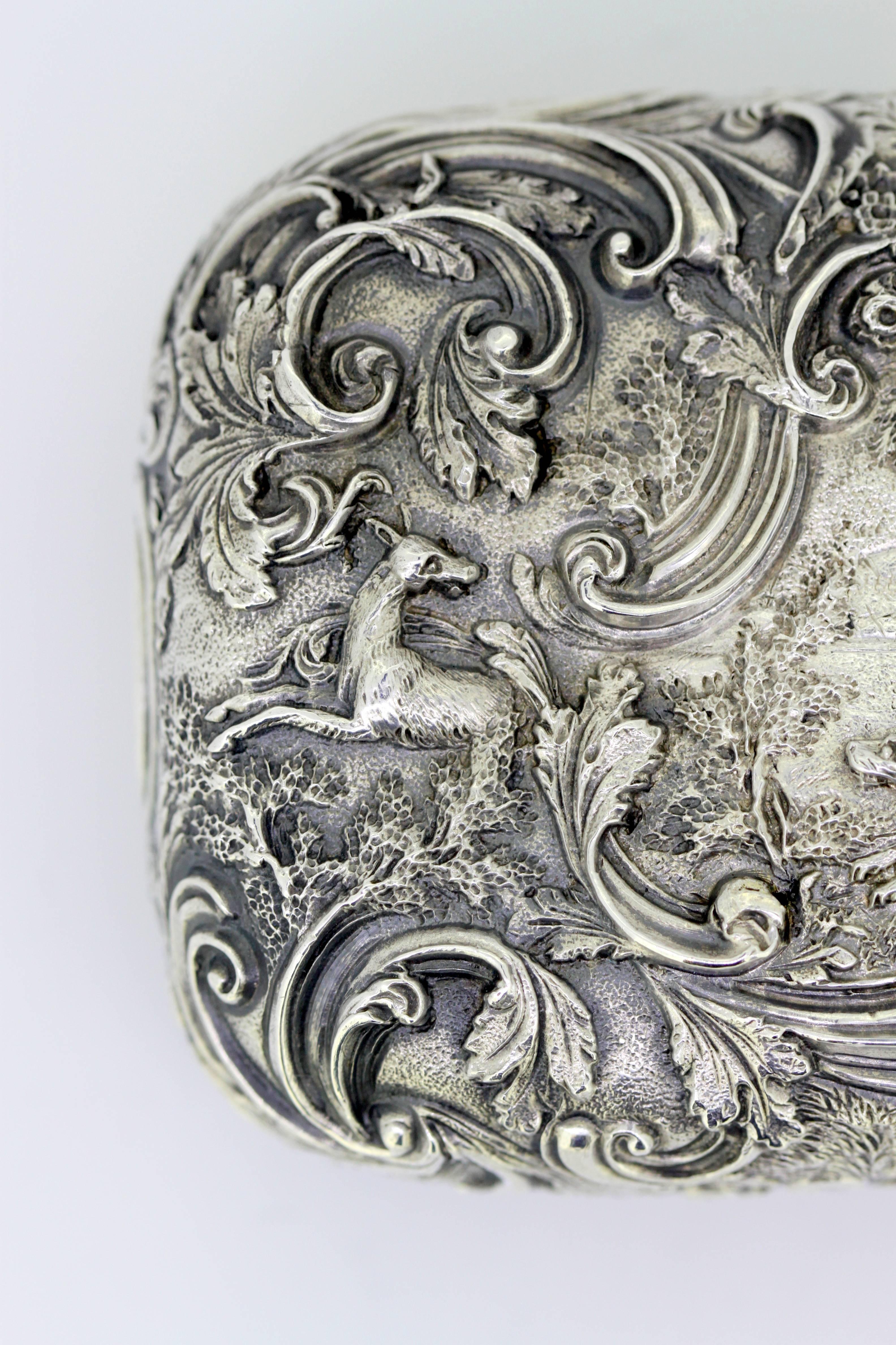 Elaborately Engraved Victorian Silver Case with Hunting Scene, Roberts & Belk 6