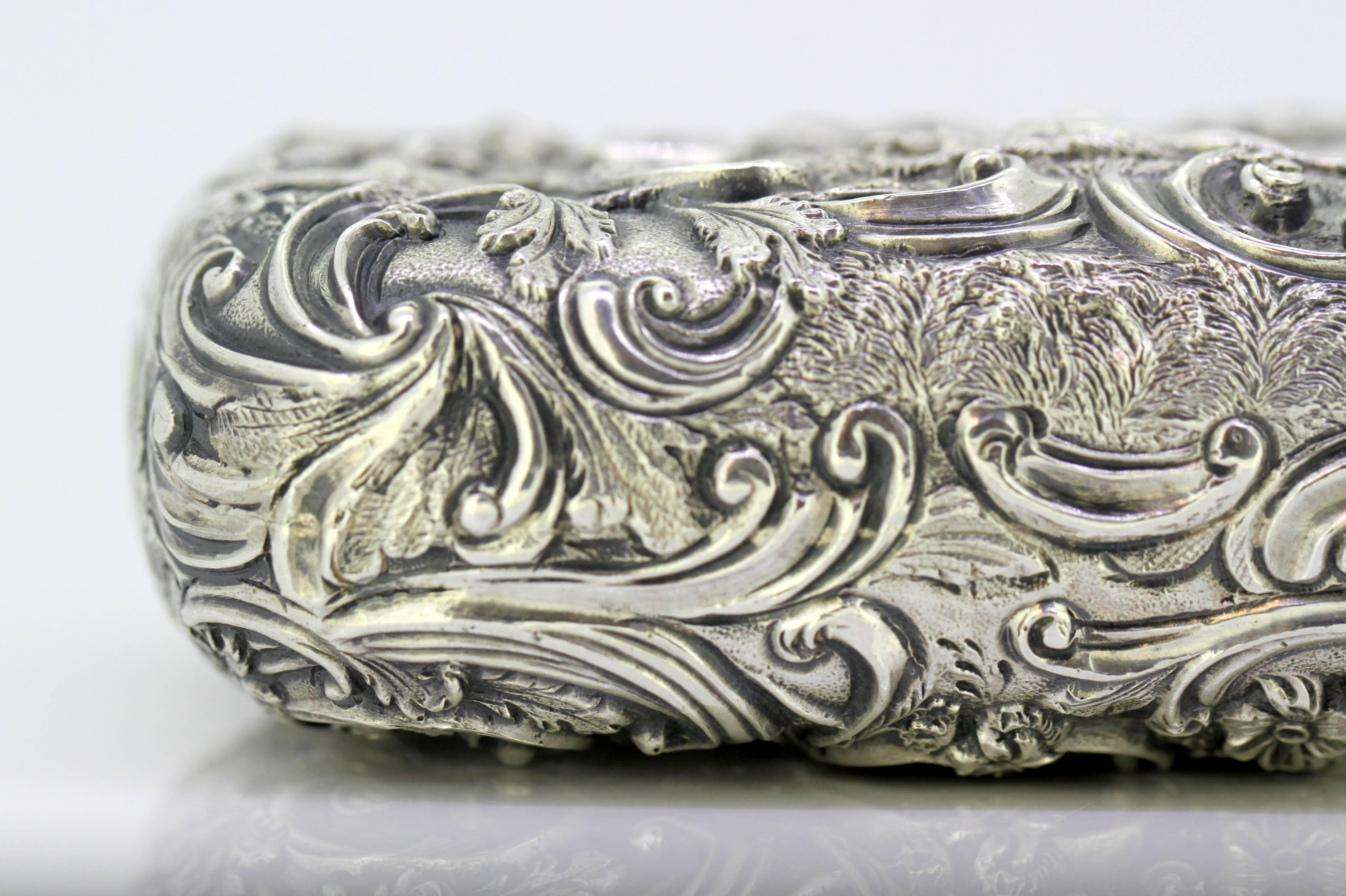 Elaborately Engraved Victorian Silver Case with Hunting Scene, Roberts & Belk 8
