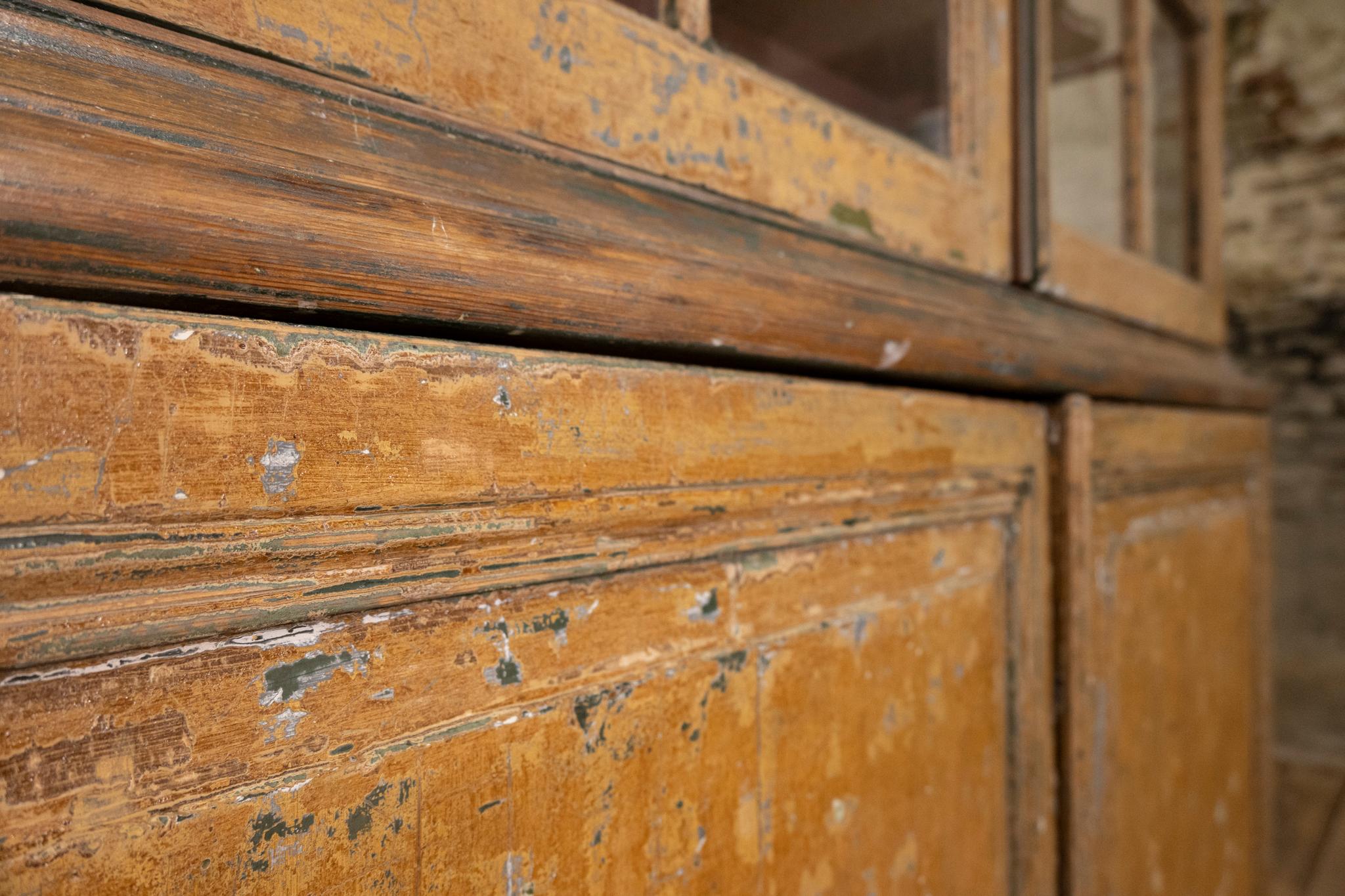 Painted 18th Century Dutch Dry Scraped Glazed Vitrine Cabinet For Sale