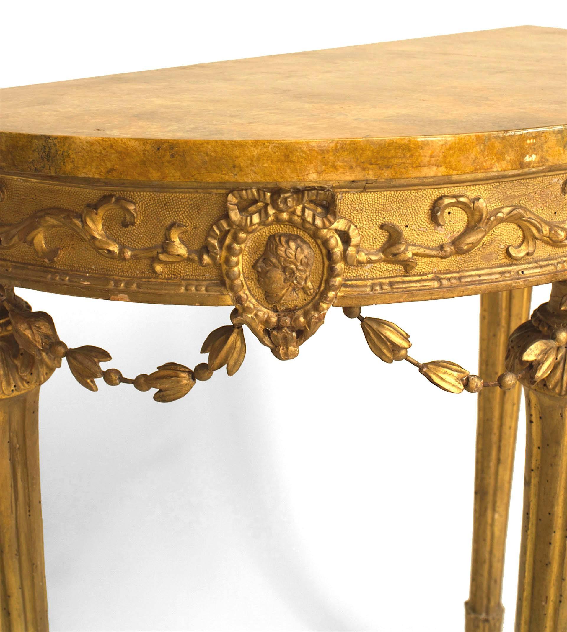 Neoclassical Italian Neo-Classic Gilt Marble Top Console Table