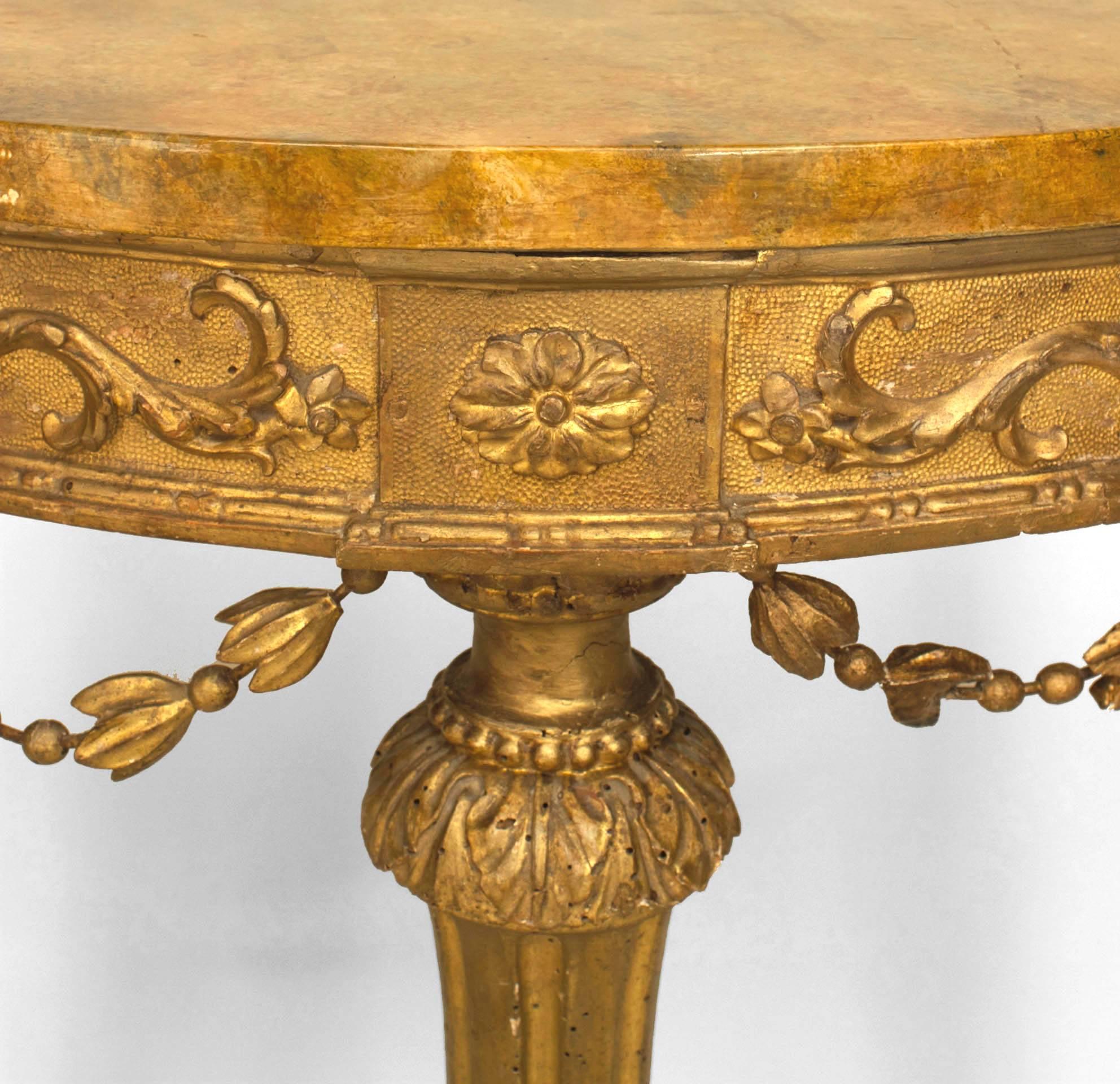 Italian Neo-Classic Gilt Marble Top Console Table In Good Condition In New York, NY