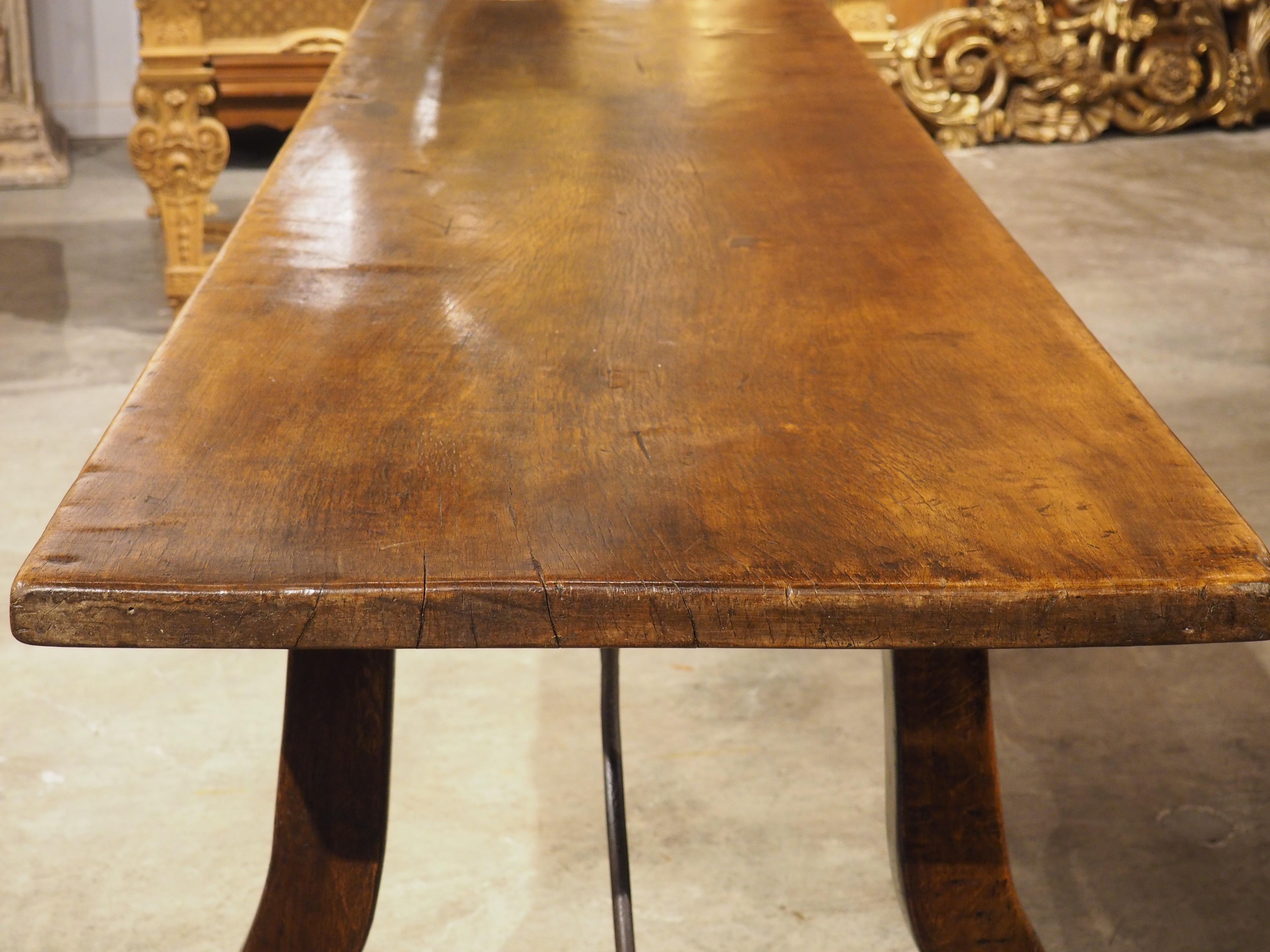 An Elegant 18th Century Single Walnut Plank Top Dining Table from Spain For Sale 11