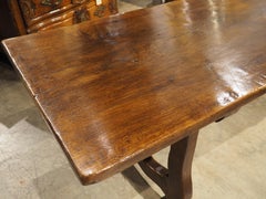 An Elegant 18th Century Single Walnut Plank Top Dining Table from Spain