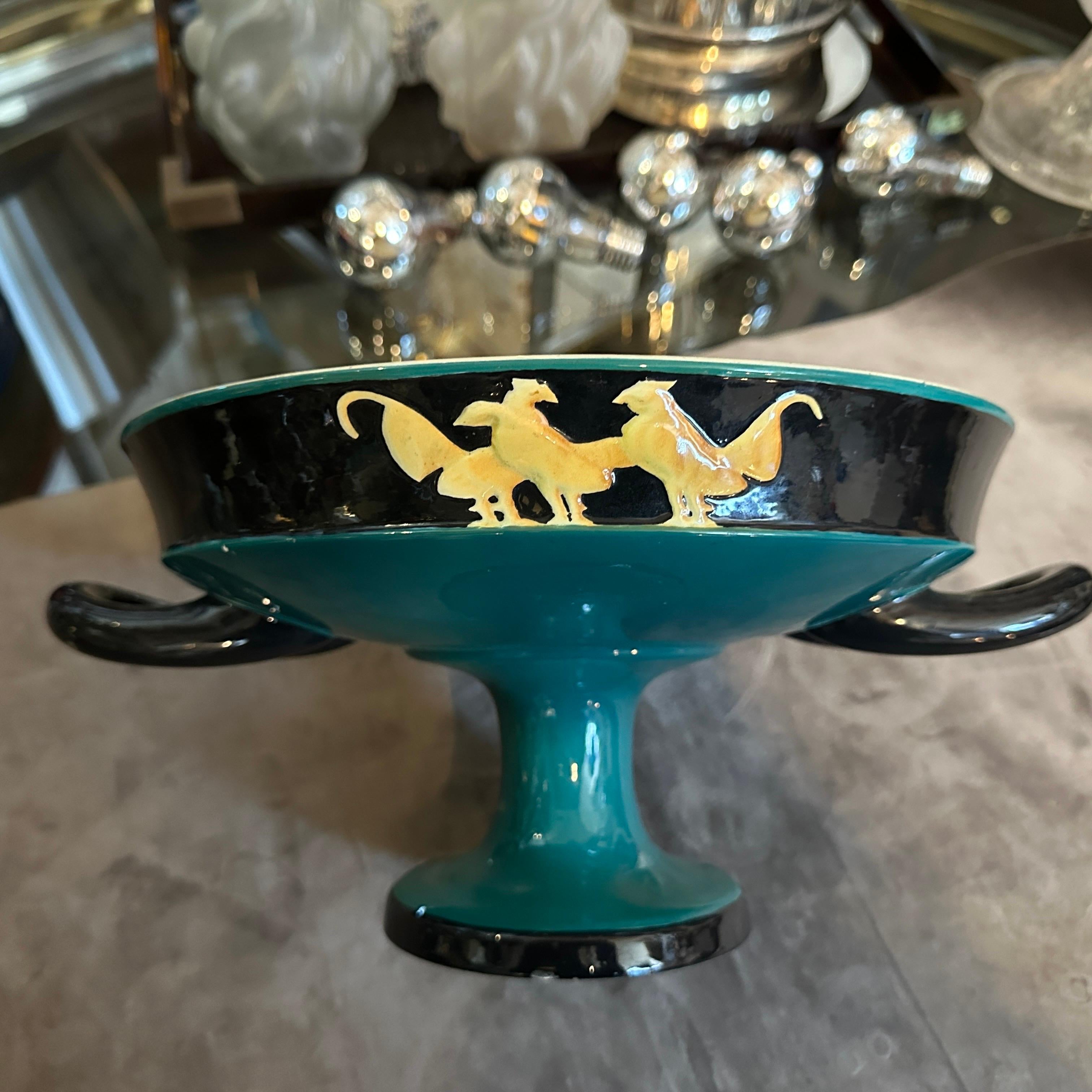 Elegante centro de mesa de cerámica italiana estilo Art Déco Gio Ponti de los años 30, de Vibi en venta 5