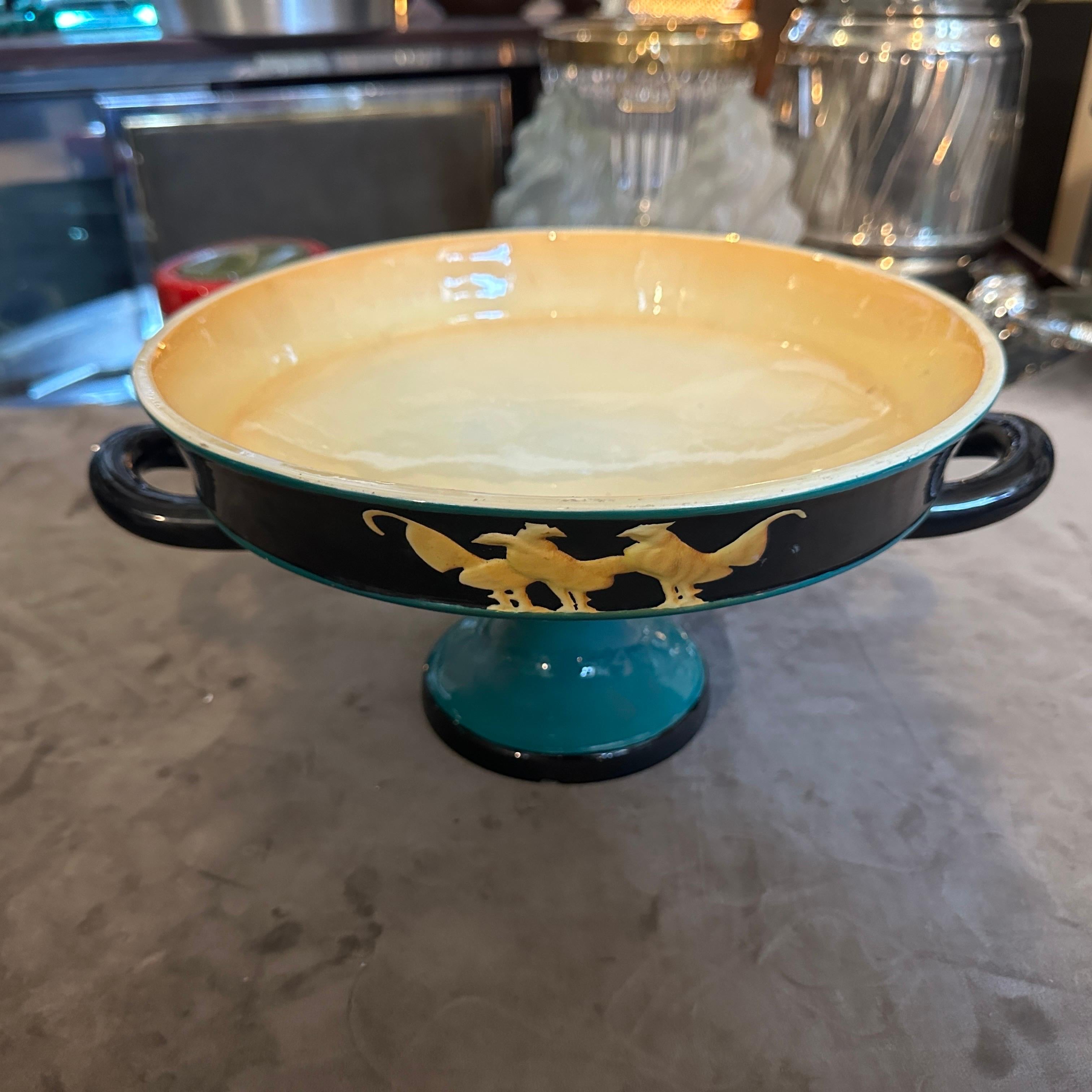 Elegante centro de mesa de cerámica italiana estilo Art Déco Gio Ponti de los años 30, de Vibi Art Decó en venta