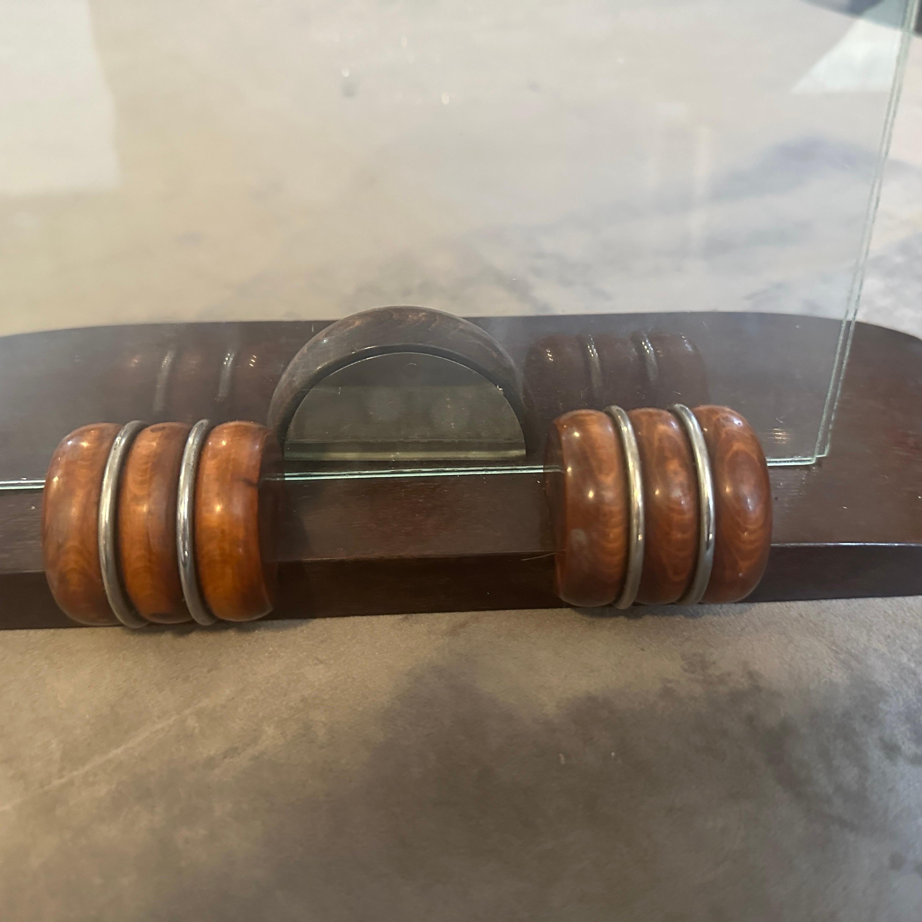 Glass An Elegant 1930s Art Deco Wood and Chromed Metal French Picture Frame For Sale