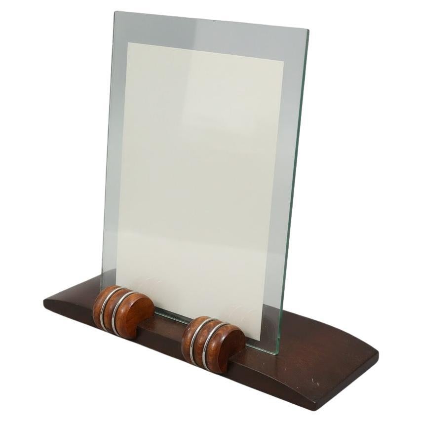 An Elegant 1930s Wood and Chromed Metal French Picture Frame