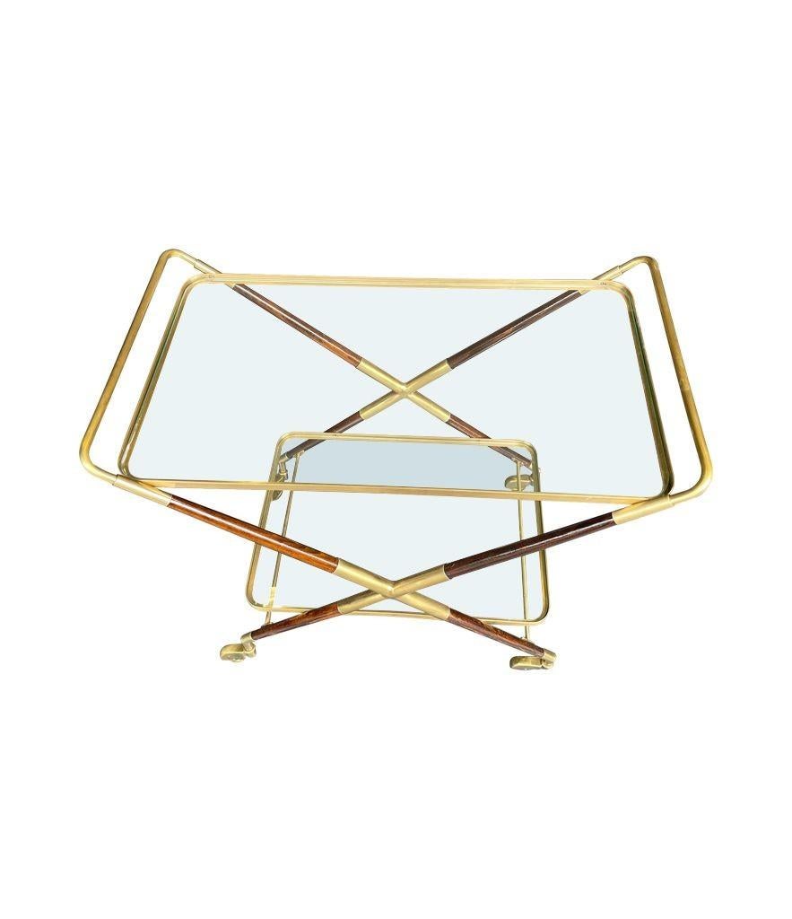 Elegant 1950s Italian Lacquered Wood and Brass Bar Trolley by Cesare Lacca 5