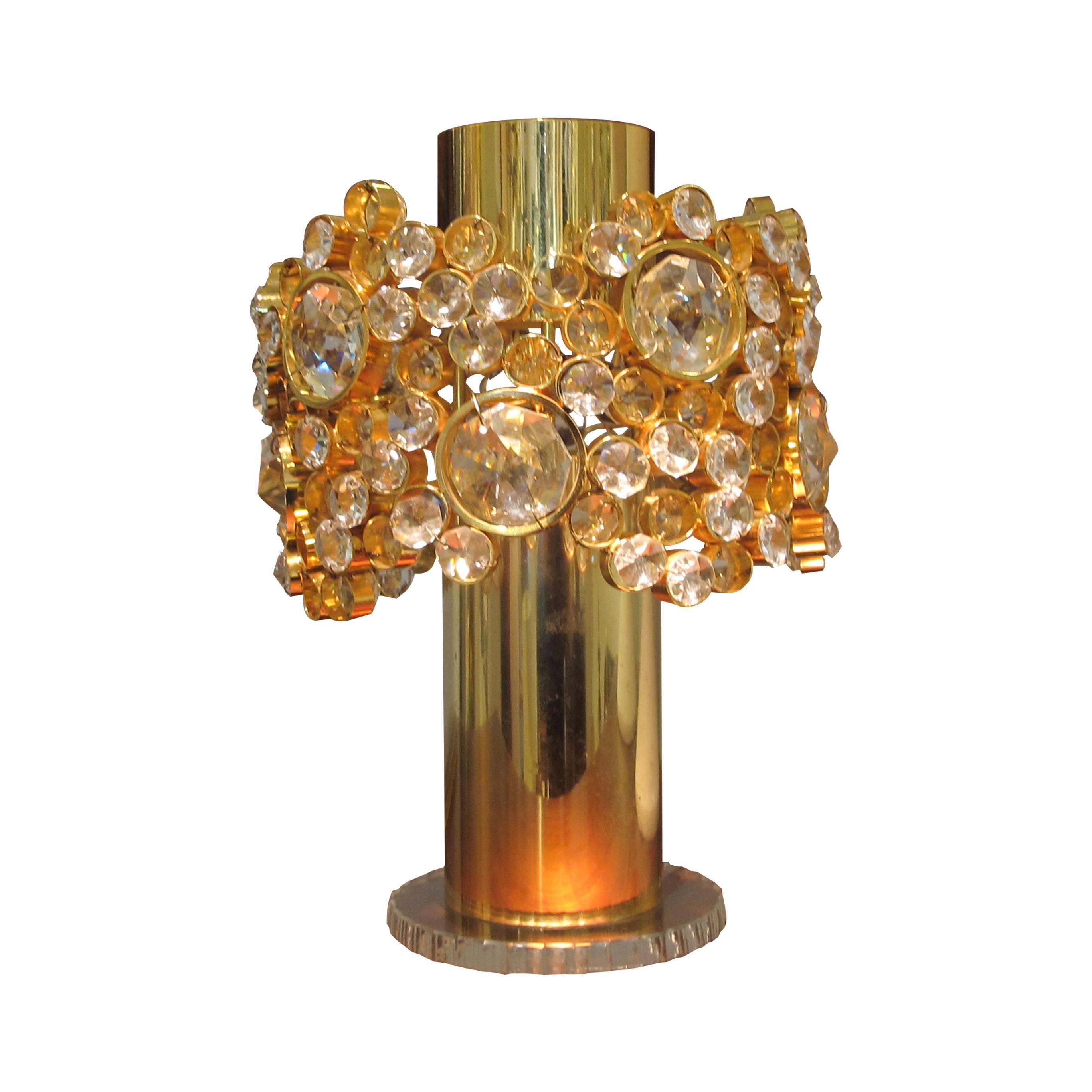 Elegant 1960s Austrian Brass and Glass Crystal Table Lamp by J.L. Lobmeyr 1