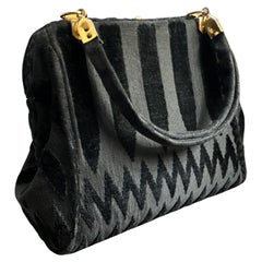 An Elegant 1970s Black Velvet Hand Bag by Roberta di Camerino