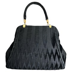 An Elegant 1970s Black Velvet Hand Bag by Roberta di Camerino