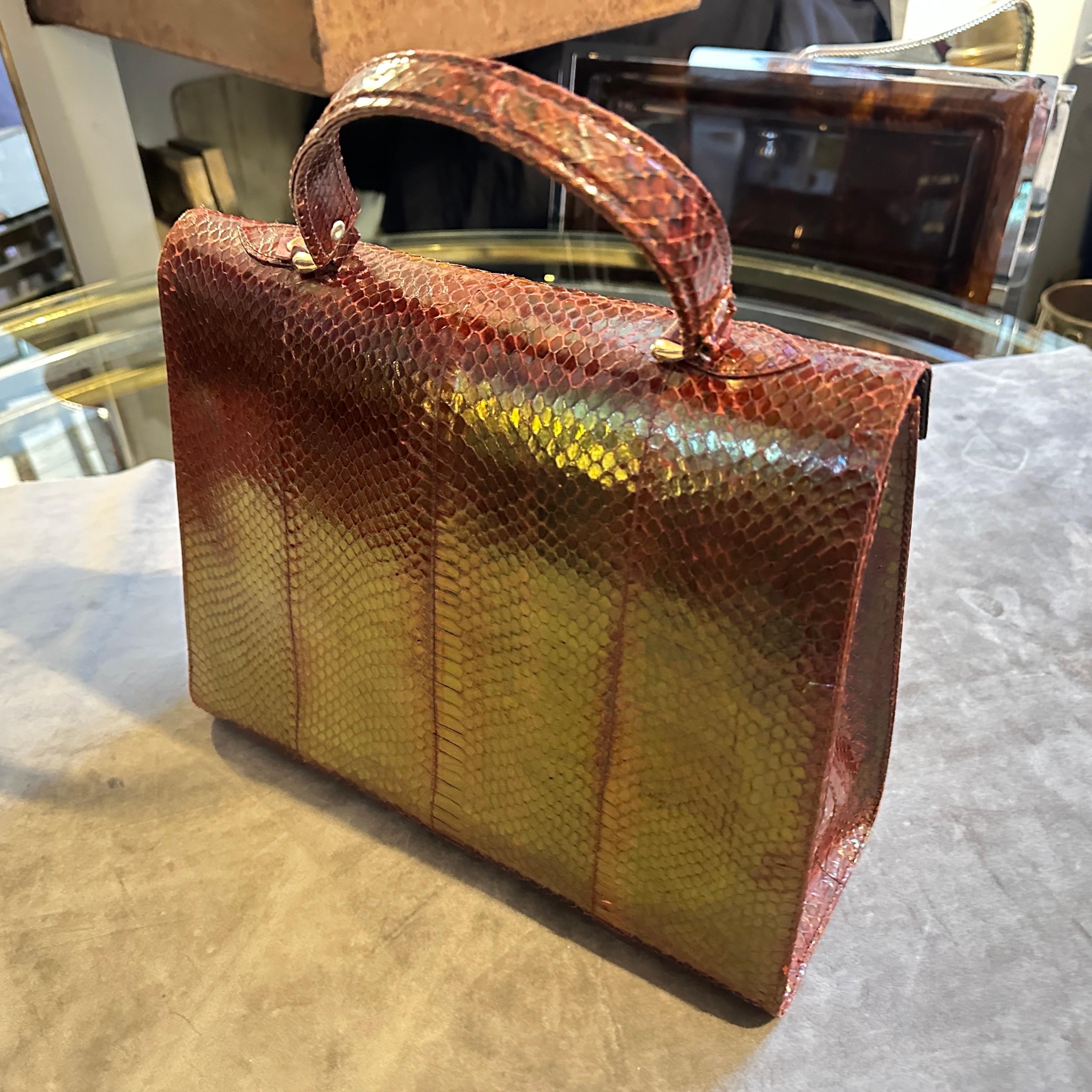 An Elegant 1970s Brown Leather and Brass Kelly Hand Bag For Sale 12