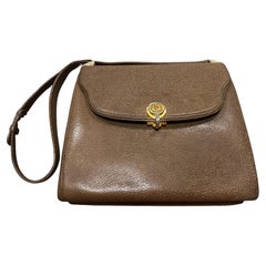An Elegant 1970s Brown Leather and Brass Hardware Shoulder Bag by Gucci
