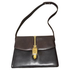 An Elegant 1970s Chocolate Brown Leather Italian Shoulder Bag