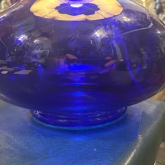 An Elegant 1970s Space Age Blue Cobalt Murano Glass Table Lamp