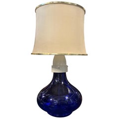 An Elegant 1970s Space Age Blue Cobalt Murano Glass Table Lamp