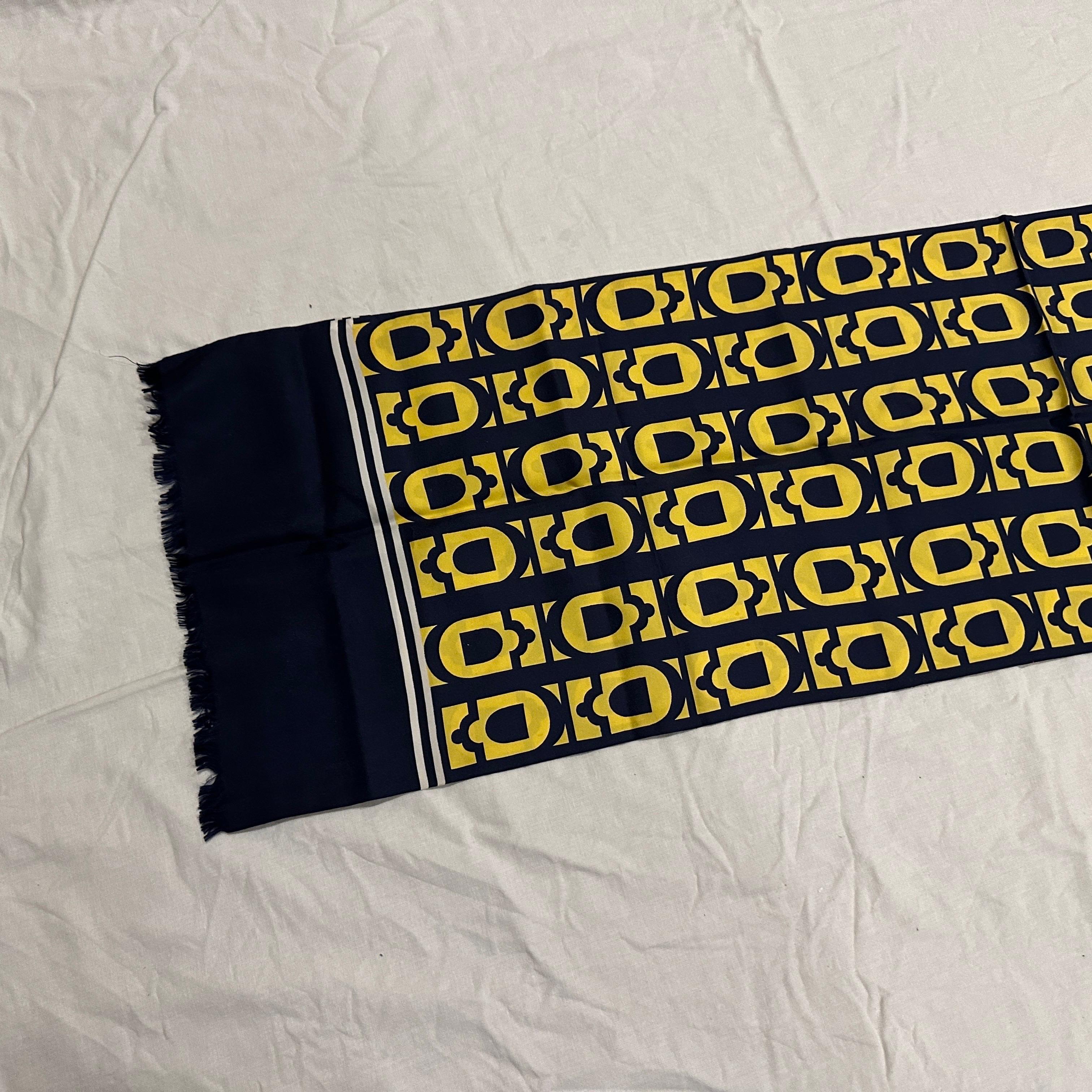 An Elegant 1980s Blue and Yellow Silk Scarf by Pierre Lanvin For Sale 6