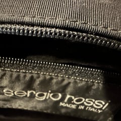 An Elegant 1990s Black Fabric, Brass and Chromed Metal Hand-Bag by Sergio Rossi
