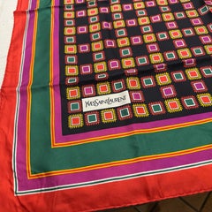 An Elegant 1990s Vibrant Geometric Print Silk Scarf by Yves Saint Laurent