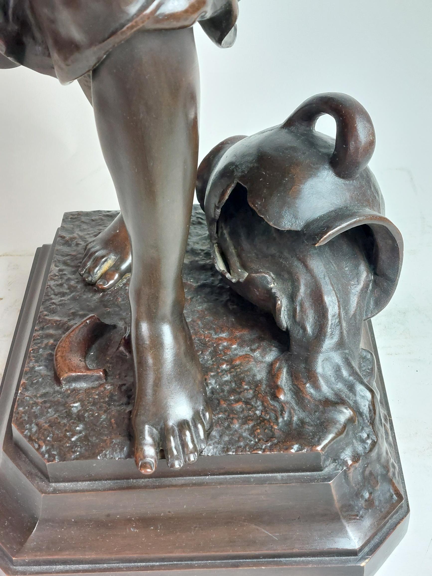 Elegant 19th Century Bronze of a Barefoot Peasant Girl  For Sale 2