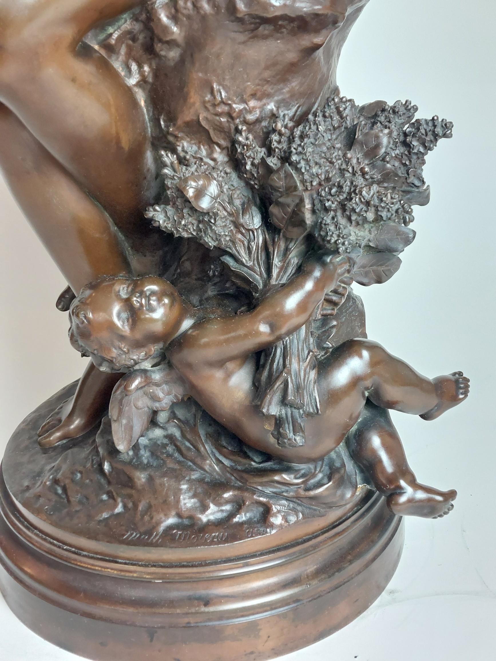 Cast Elegant 19th Century French Bronze Titled ‘Summer’ Signed Math Moreau For Sale