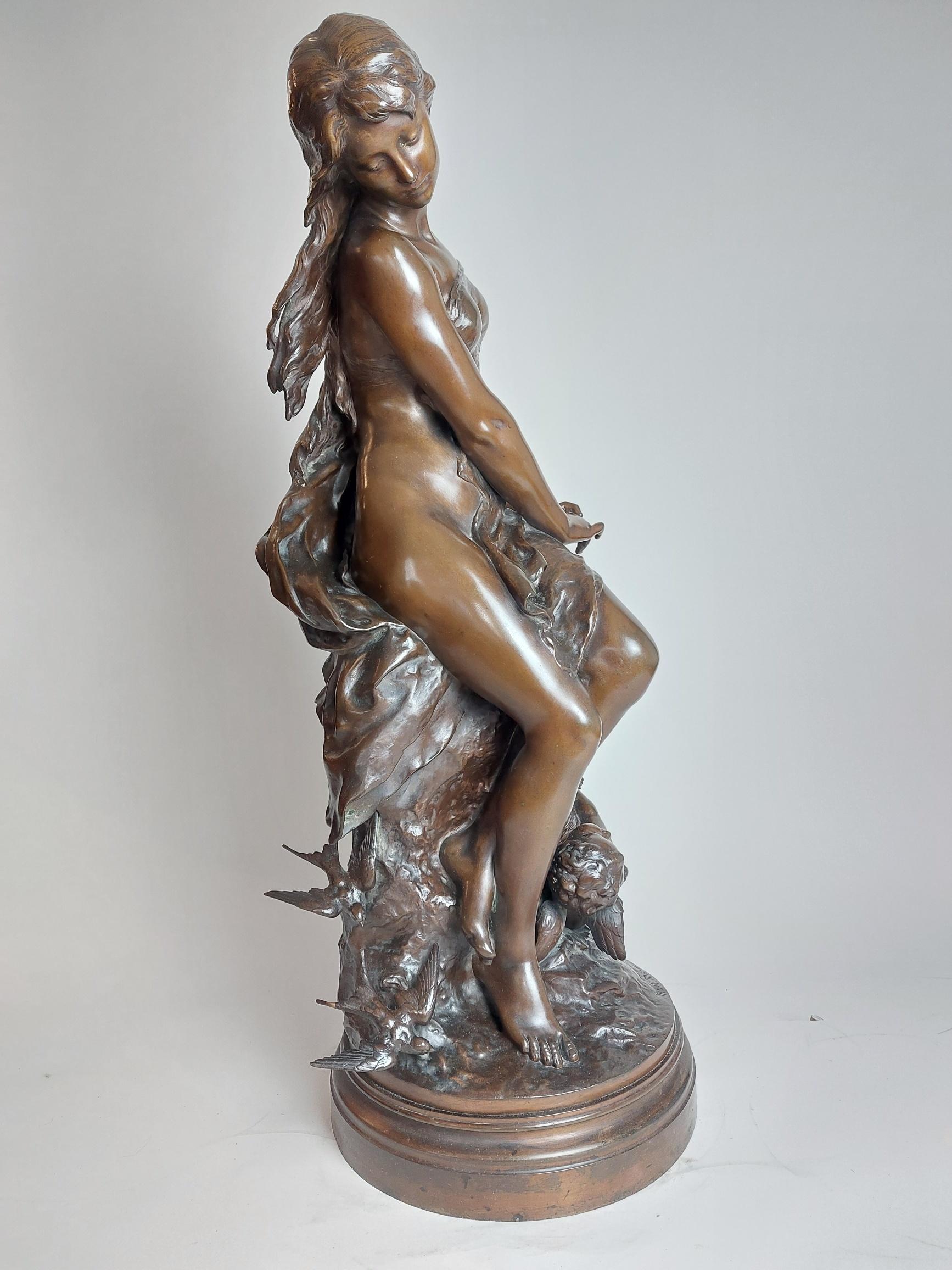Elegant 19th Century French Bronze Titled ‘Summer’ Signed Math Moreau For Sale 4