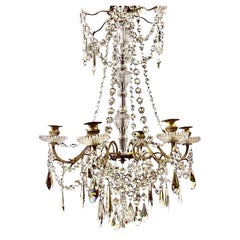An Elegant 19th Century French Crystal Chandelier of Six Lights