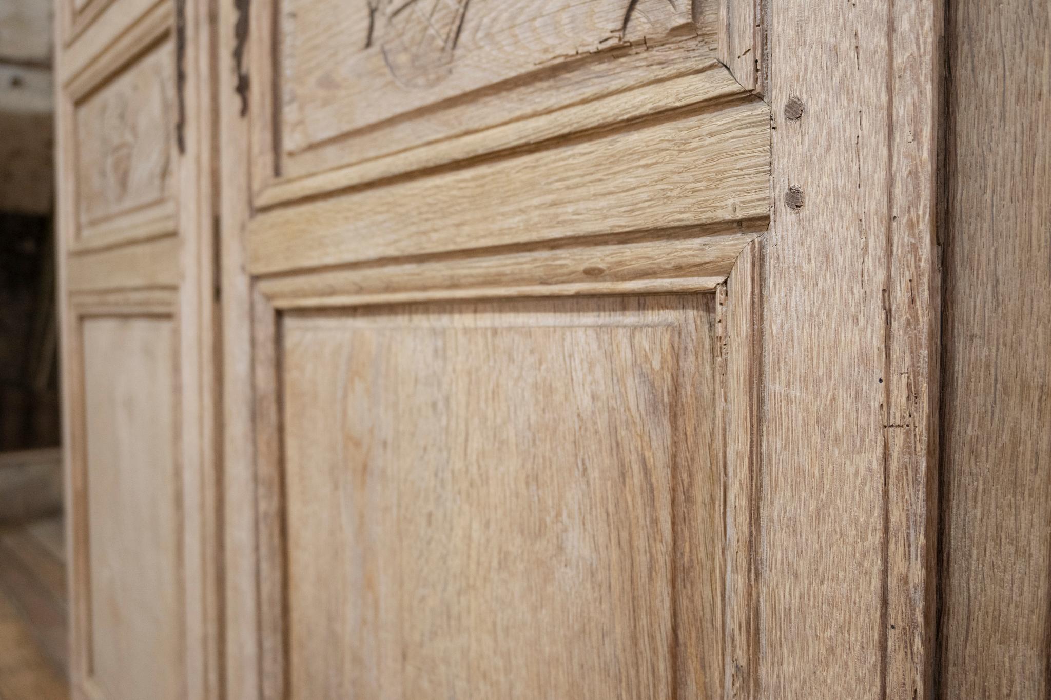 Elegant 19th-Century French Oak Normandy Marriage Armoire 9