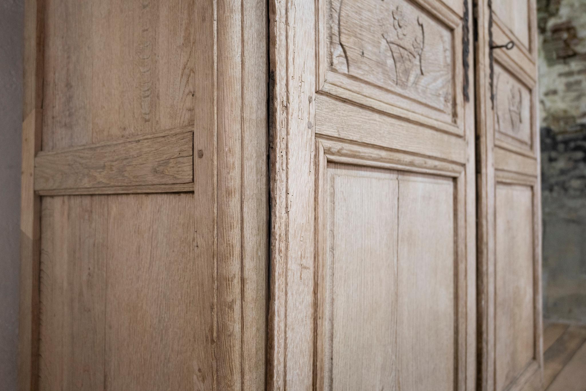 Elegant 19th-Century French Oak Normandy Marriage Armoire 3
