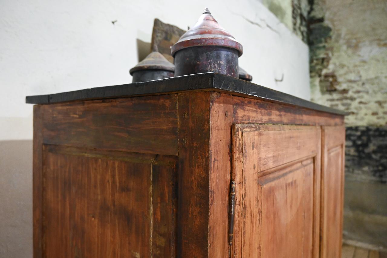 A Tall Large 'square' 19th Century French Painted Fruitwood Cupboard - Sideboard 10