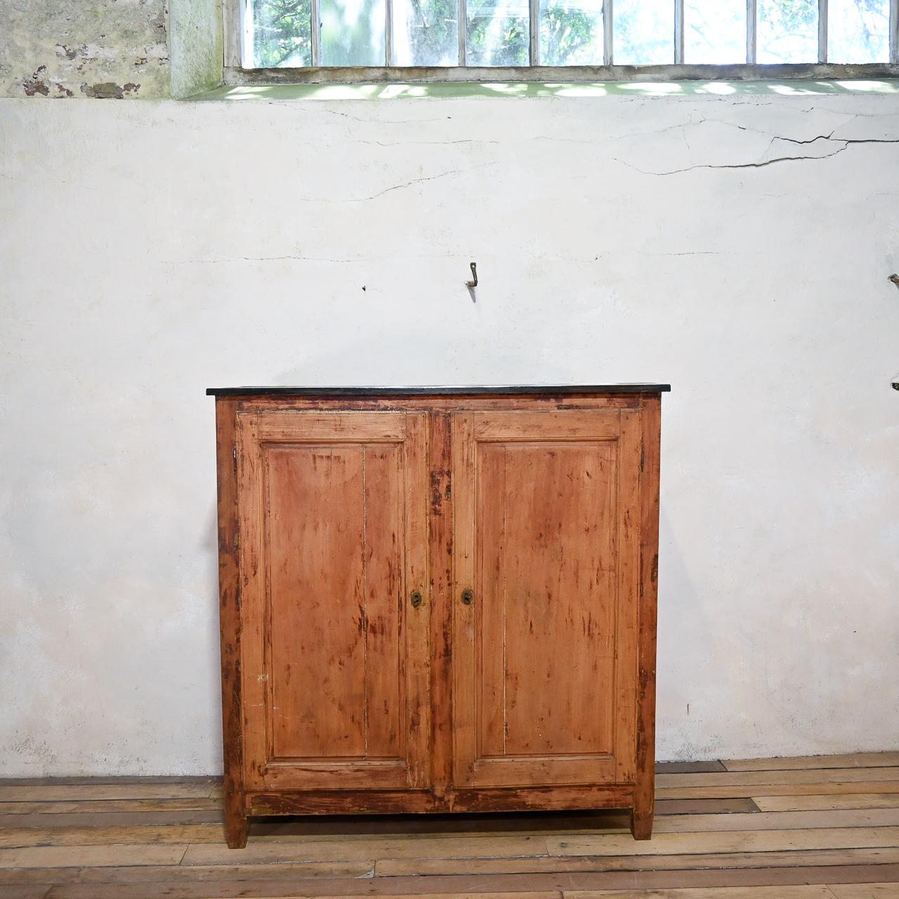 A Tall Large 'square' 19th Century French Painted Fruitwood Cupboard - Sideboard 13