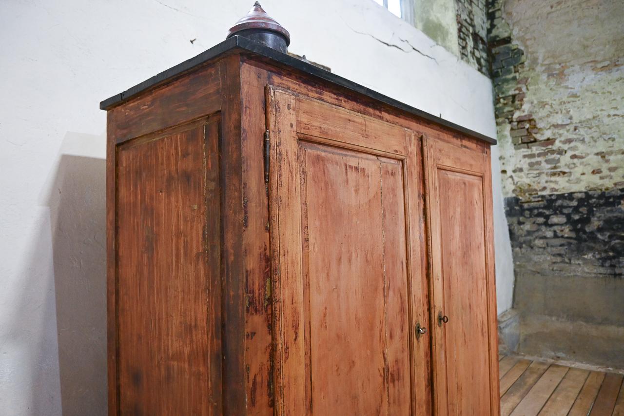A Tall Large 'square' 19th Century French Painted Fruitwood Cupboard - Sideboard 1