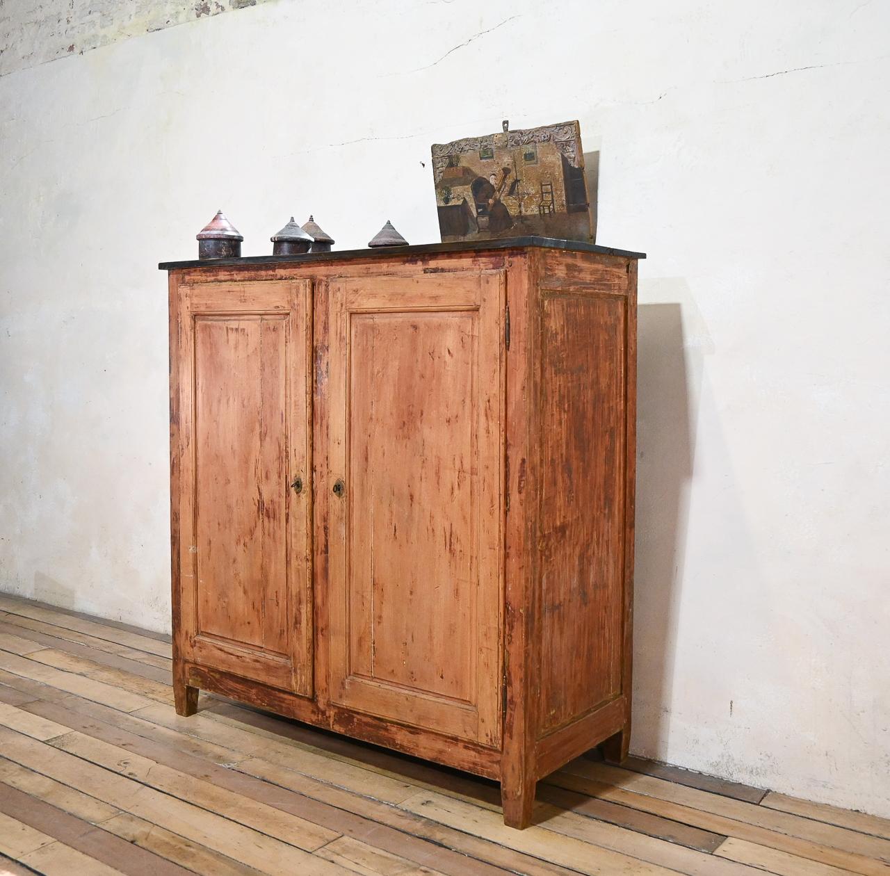 A Tall Large 'square' 19th Century French Painted Fruitwood Cupboard - Sideboard 5