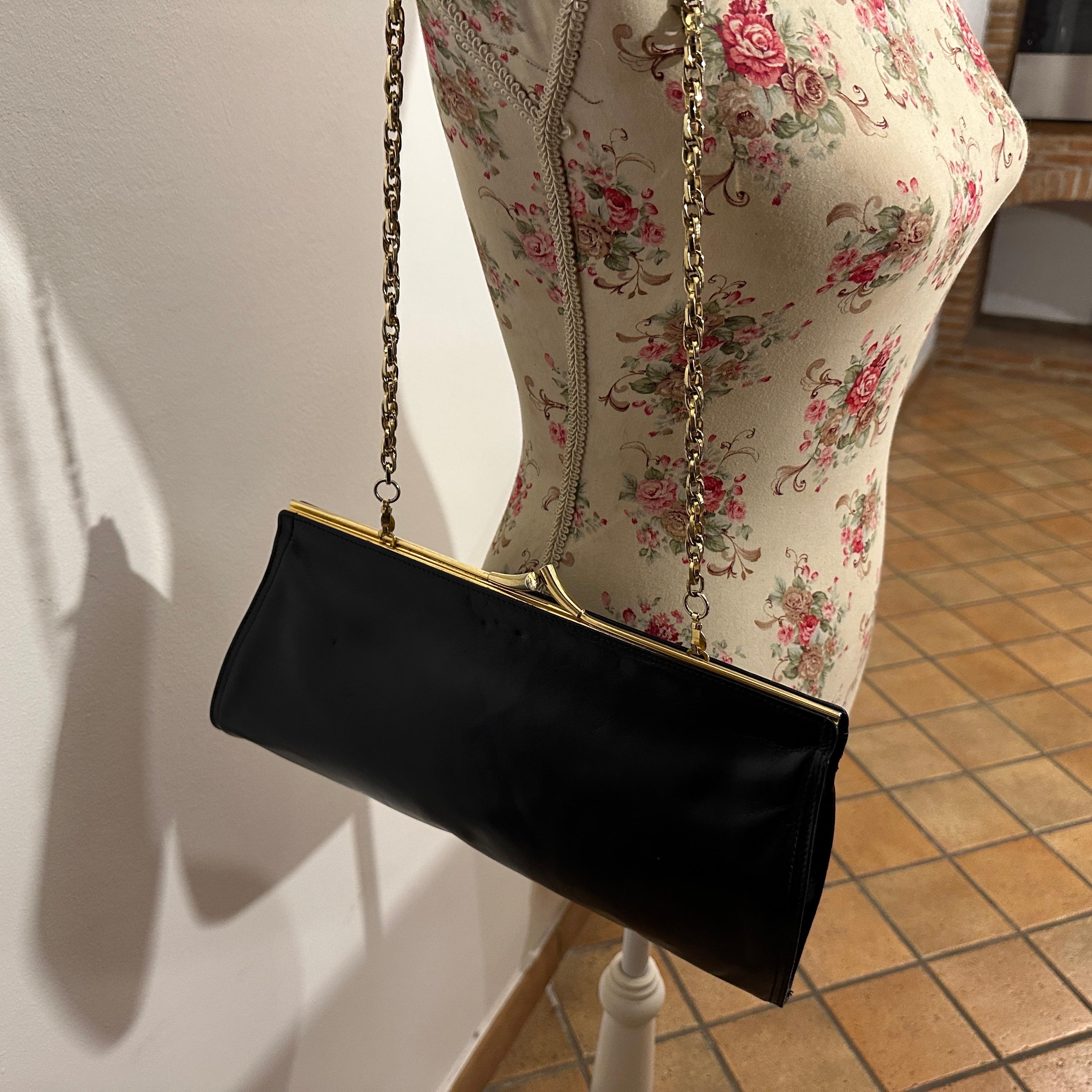 Un'elegante borsa a tracolla italiana anni '80 in pelle blu e ottone strutturata di Esseppi in vendita 8