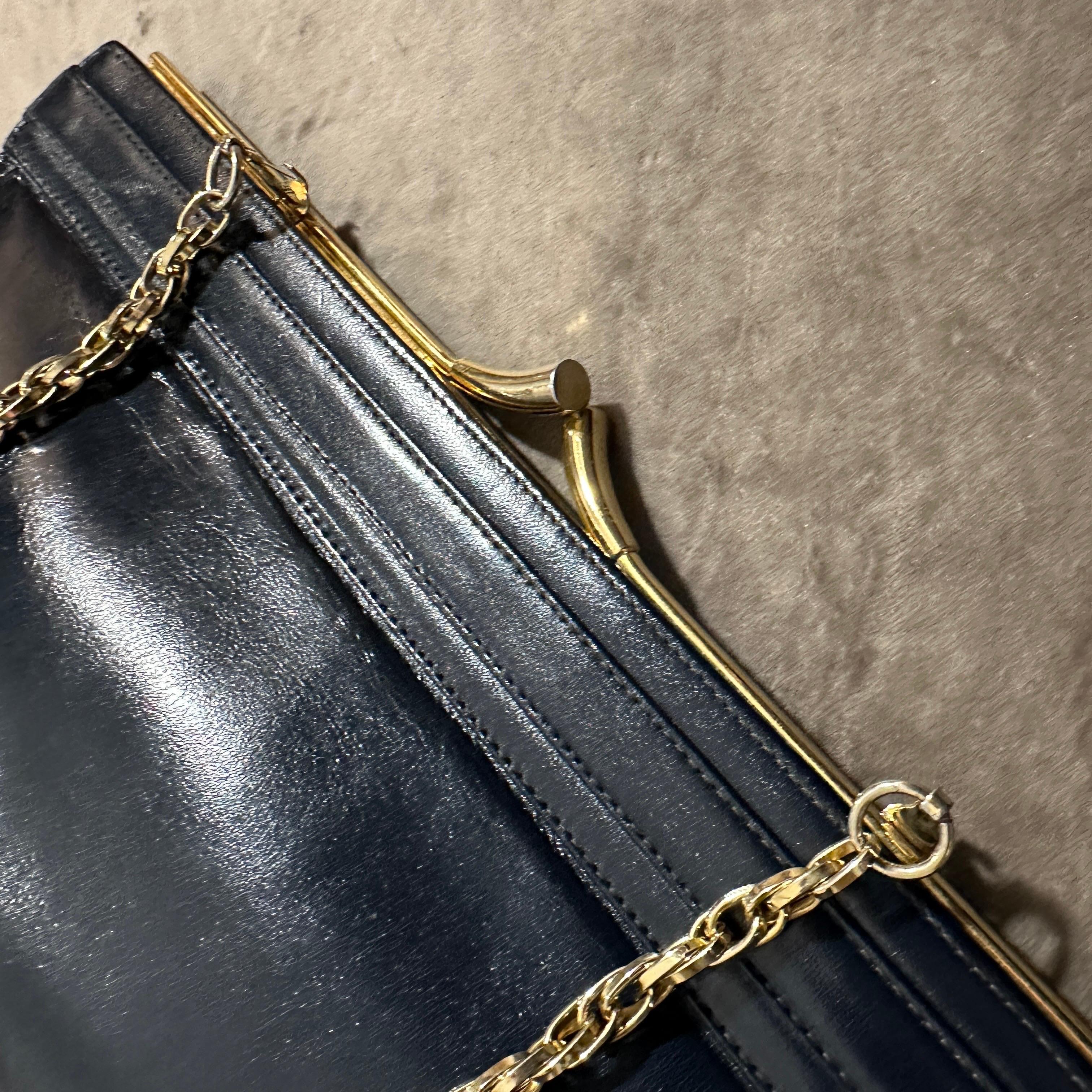 Un'elegante borsa a tracolla italiana anni '80 in pelle blu e ottone strutturata di Esseppi in vendita 12