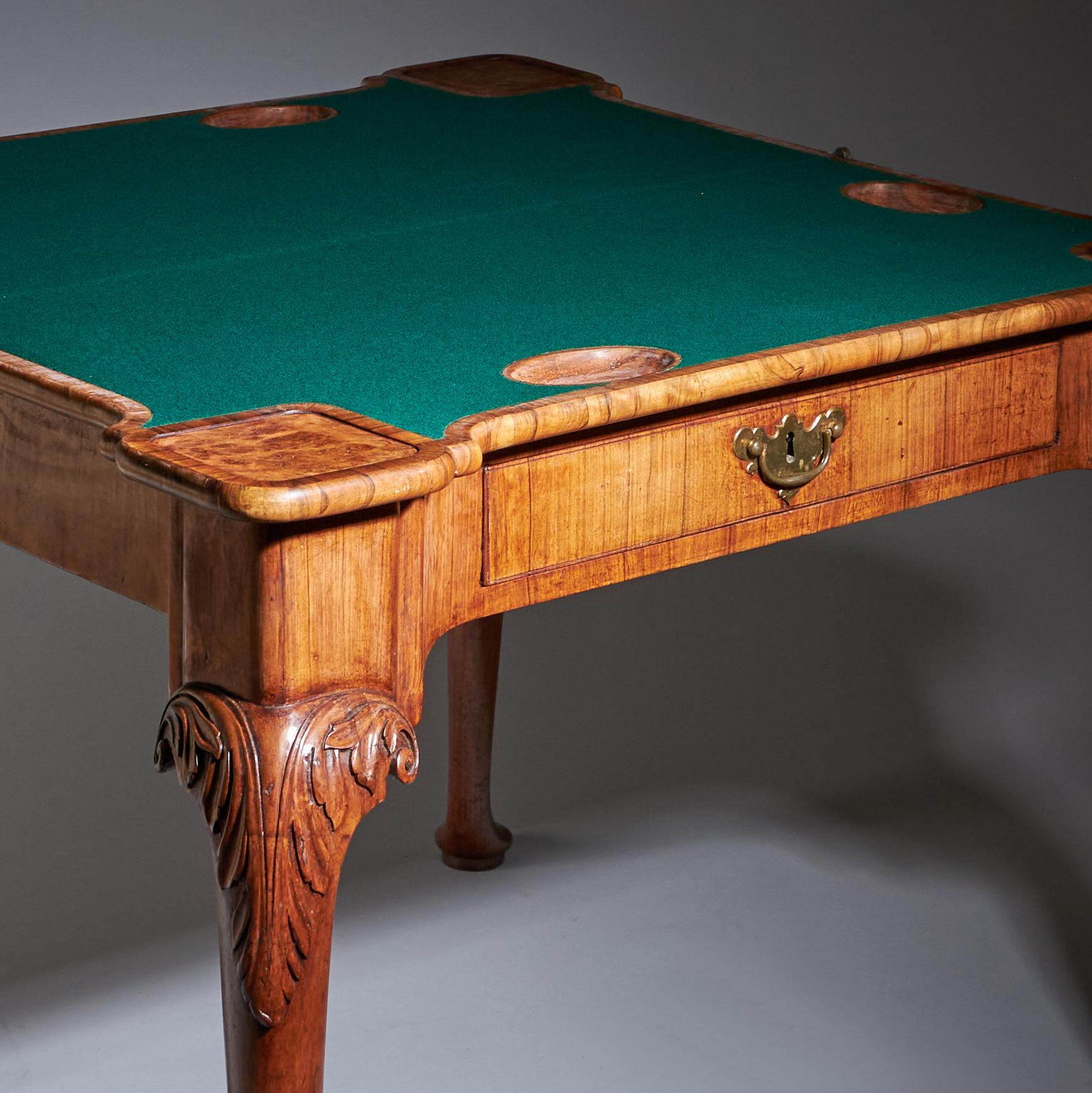 An Elegant and Rare George II Pollard Oak and Walnut Card Table, Circa 1740 For Sale 6