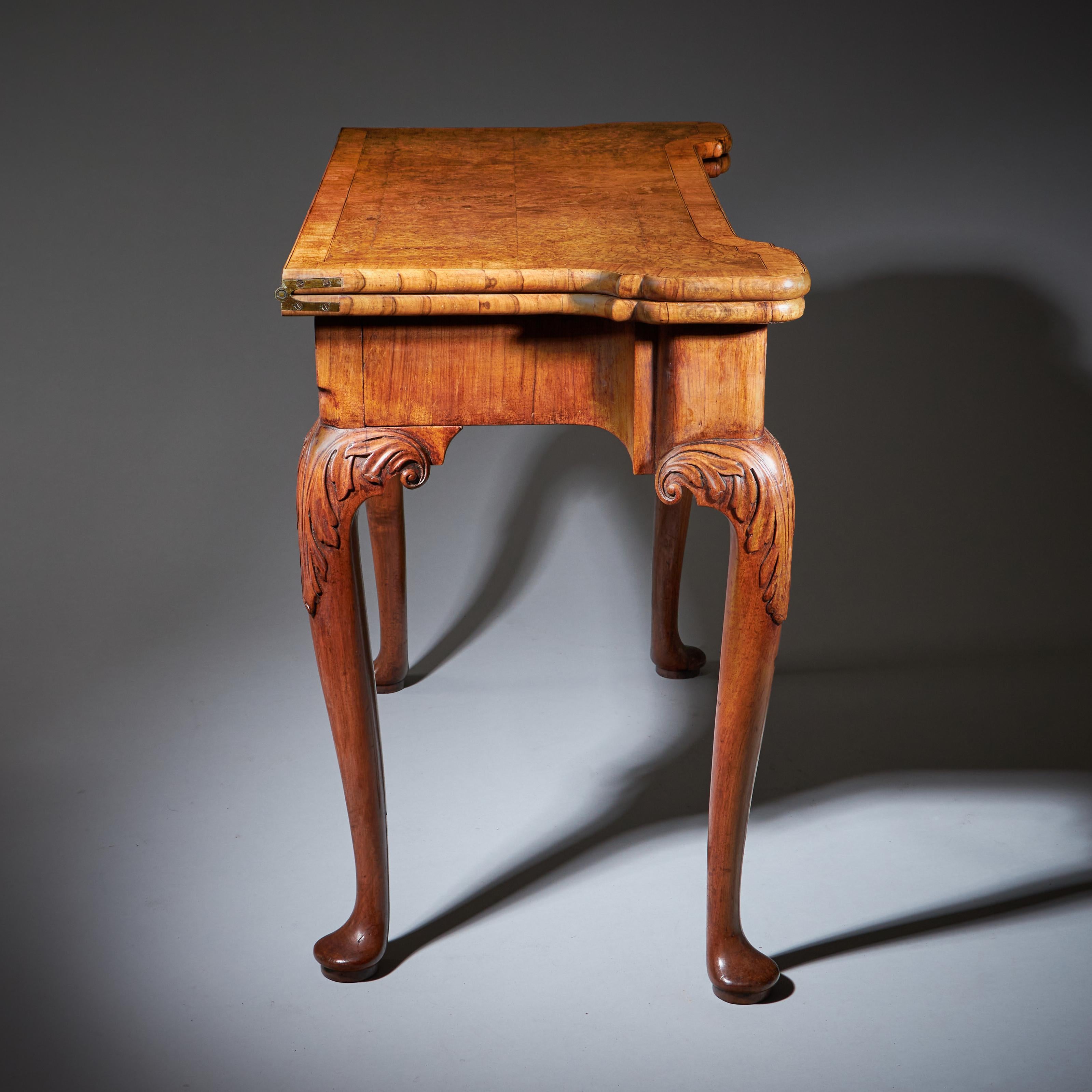 English An Elegant and Rare George II Pollard Oak and Walnut Card Table, Circa 1740 For Sale