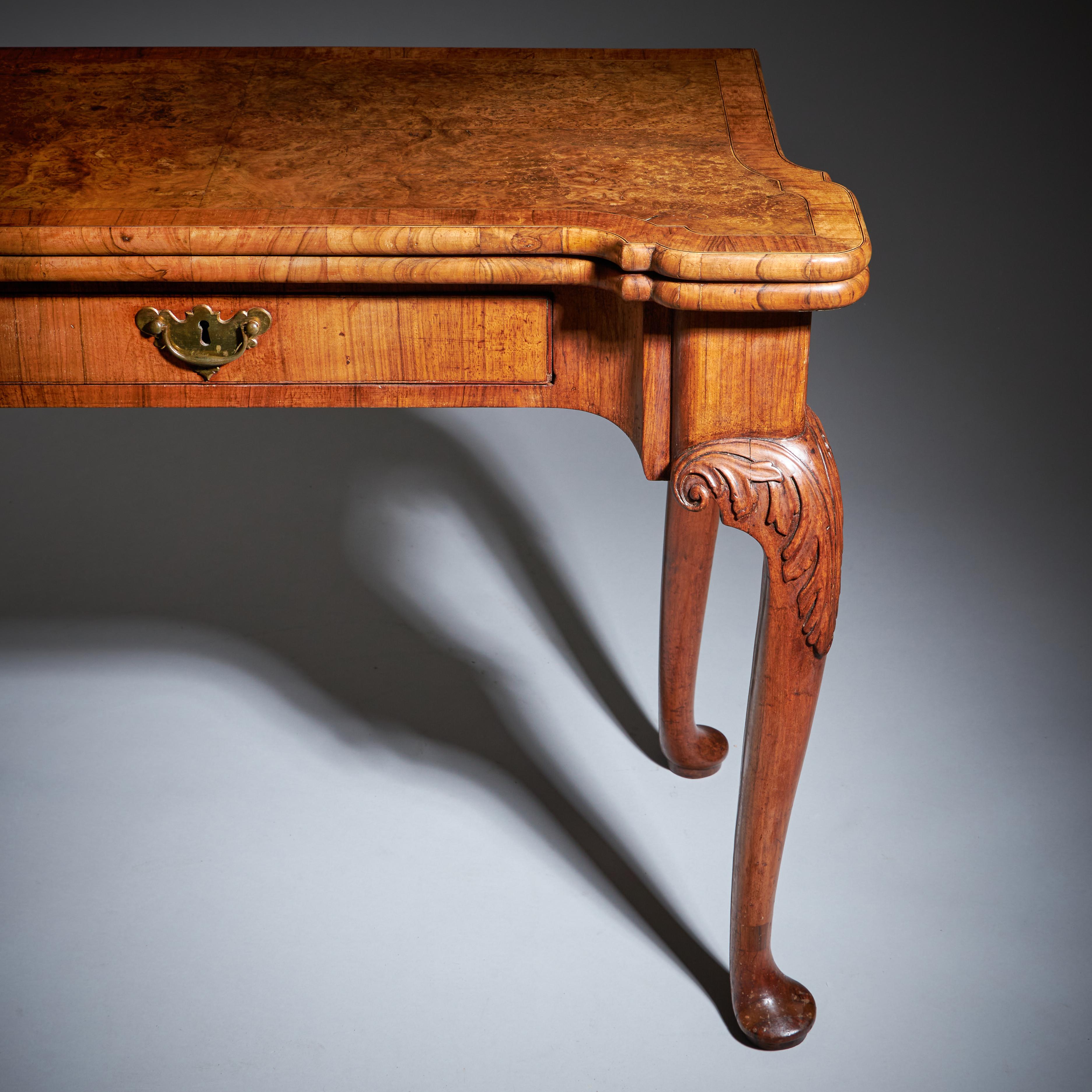 An Elegant and Rare George II Pollard Oak and Walnut Card Table, Circa 1740 For Sale 1