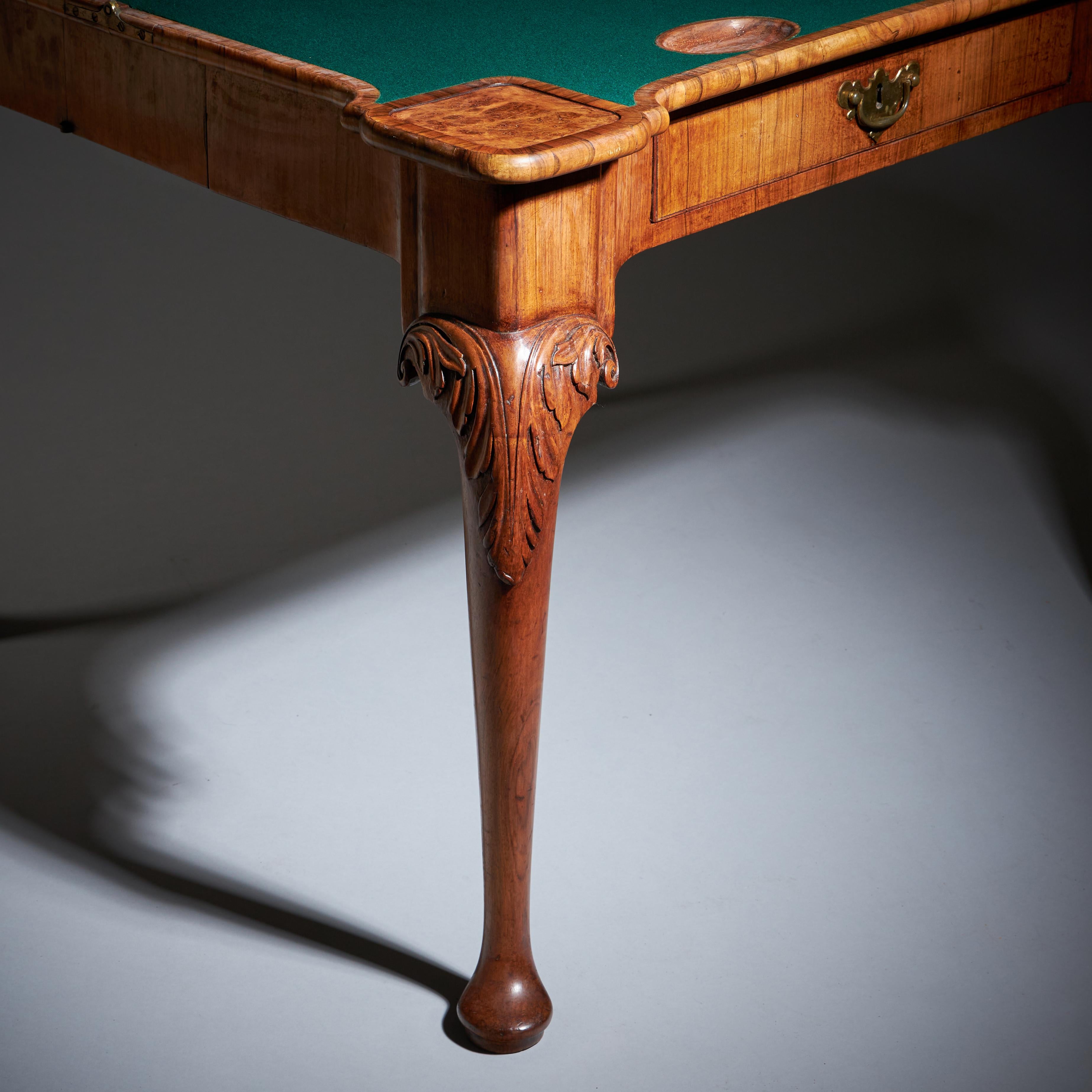 An Elegant and Rare George II Pollard Oak and Walnut Card Table, Circa 1740 For Sale 4