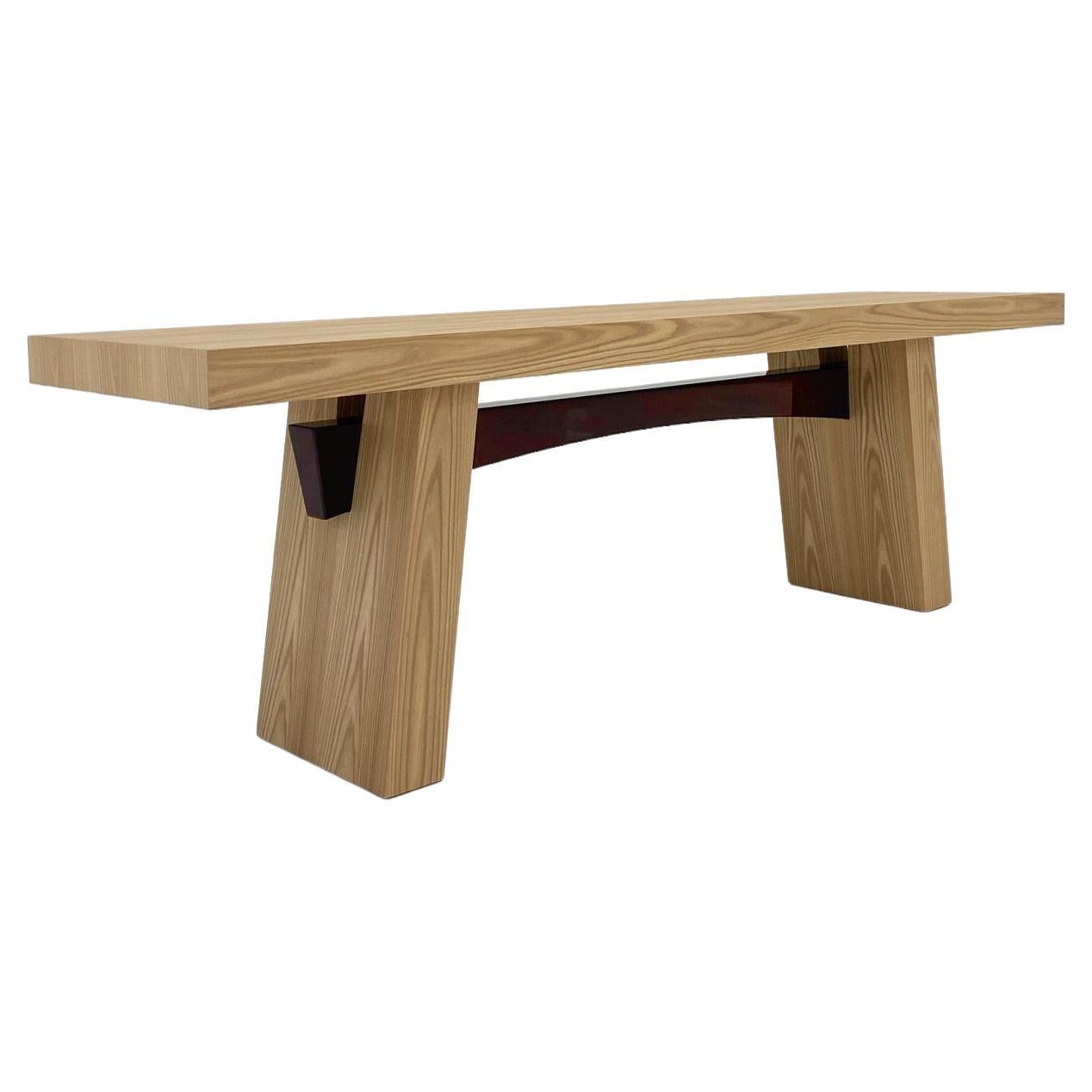 Elegant and Solid Console in Matt Walnut Wood