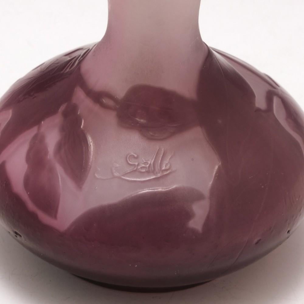 Elegant Art Nouveau Galle Floral Glass Vase, C1910 3