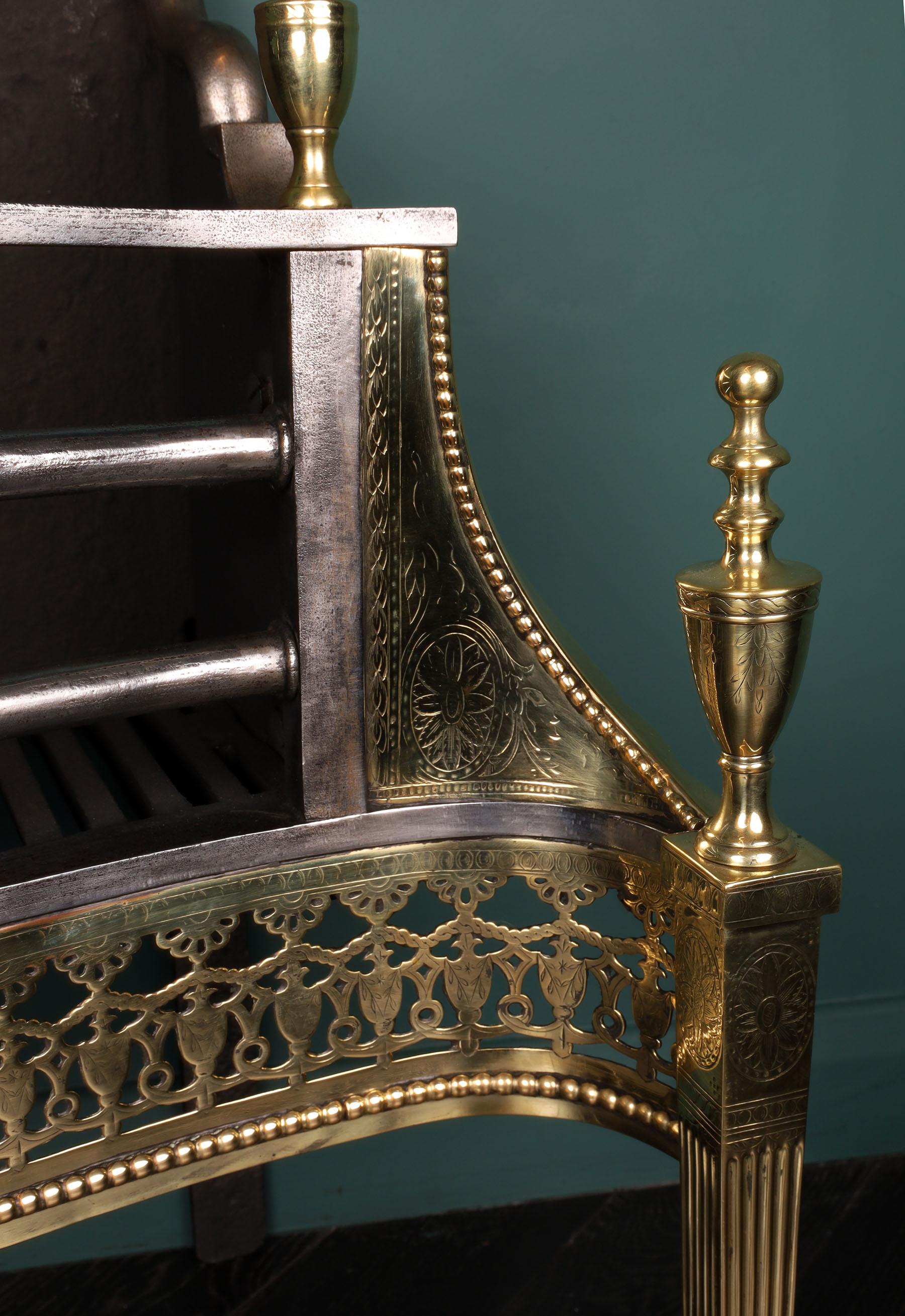Neoclassical Elegant Brass & Steel Serpentine Fire Grate by Longden For Sale